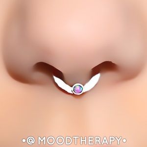 925 Sterling Silver Tiny Purple Opal Septum Ring or Daith Cartilage Hoop Earring